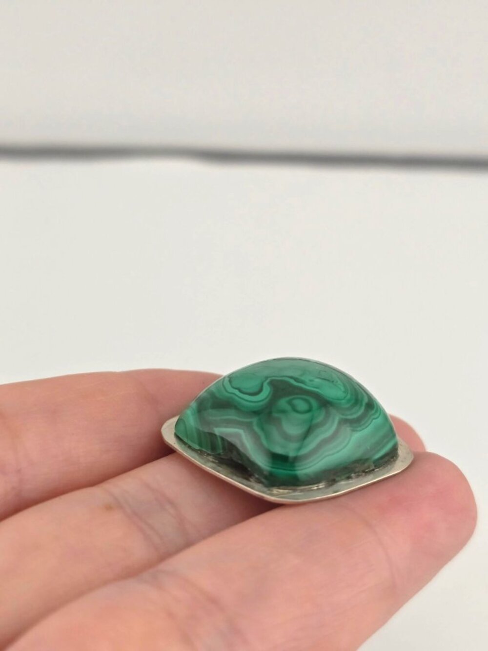 Malachite & Sterling Silver Pendant Handcrafted Green Stone - Picture 2 of 7